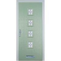 Door-Stop 4 Square Chartwell Green Right Hand Composite Door with Flair Glass - 920 x 2100mm