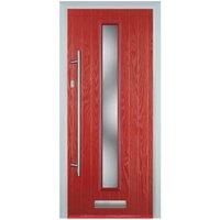 Door-Stop Cottage Red Right Hand Composite Door with Long Narrow Glazing - 840 x 2100mm