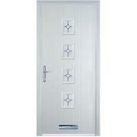 Door-Stop 4 Square White Right Hand Composite Door with Flair Glass - 920 x 2100mm