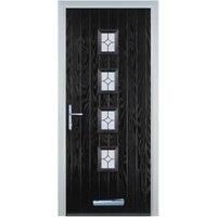 Door-Stop 4 Square Black Right Hand Composite Door with Flair Glass - 840 x 2100mm