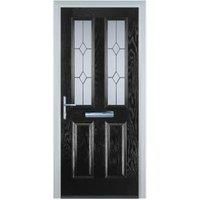 Door-Stop 2 Panel 2 Square Black Right Hand Composite Door - 840 x 2100mm
