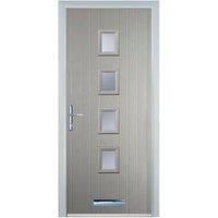 Door-Stop 4 Square Agate Grey Right Hand Composite Door with Stippolyte Glass - 840 x 2100mm