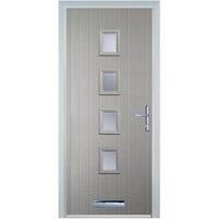 Door-Stop 4 Square Agate Grey Left Hand Composite Door with Stippolyte Glass - 840 x 2100mm
