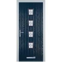 Door-Stop 4 Square Blue Right Hand Composite Door with Flair Glass - 920 x 2100mm