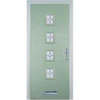 Door-Stop 4 Square Chartwell Green Left Hand Composite Door with Flair Glass - 920 x 2100mm
