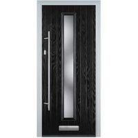 Door-Stop Cottage Black Right Hand Composite Door with Long Narrow Glazing - 840 x 2100mm