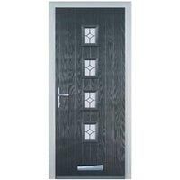 Door-Stop 4 Square Anthracite Grey Right Hand Composite Door with Flair Glass - 840 x 2100mm