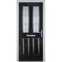 Door-Stop 2 Panel 2 Square Black Left Hand Composite Door - 840 x 2100mm