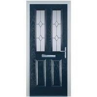 Door-Stop 2 Panel 2 Square Blue Left Hand Composite Door - 840 x 2100mm