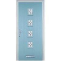 Door-Stop 4 Square Duck Egg Blue Right Hand Composite Door with Flair Glass - 920 x 2100mm