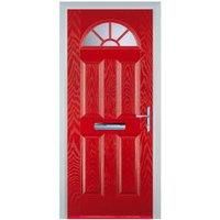 Door-Stop 4 Panel Sunburst Red Left Hand Composite Door - 840 x 2100mm