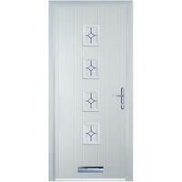 Door-Stop 4 Square White Left Hand Composite Door with Flair Glass - 840 x 2100mm