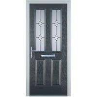 Door-Stop 2 Panel 2 Square Anthracite Grey Right Hand Composite Door - 840 x 2100mm