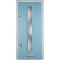 Door-Stop Cottage Duck Egg Blue Right Hand Composite Door with Long Narrow Glazing - 920 x 2100mm
