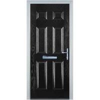 Door-Stop 6 Panel Black Left Hand Composite Door - 840 x 2100mm