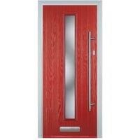 Door-Stop Cottage Red Left Hand GRP Composite Door with Long Narrow Glazing - 920 x 2100mm