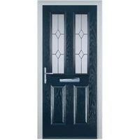 Door-Stop 2 Panel 2 Square Blue Right Hand Composite Door - 840 x 2100mm