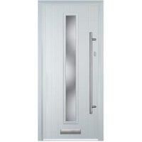 Door-Stop Cottage White Left Hand Composite Door with Long Narrow Glazing - 920 x 2100mm