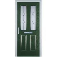 Door-Stop 2 Panel 2 Square Green Right Hand Composite Door - 840 x 2100mm