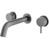 Melbury Pro Dual Lever Wall Mounted Concealed Basin Mixer Tap - Matt Anthracite