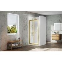Nexa By Merlyn 6mm Framed Brushed Brass Bi-Fold Shower Door Only - 1900 x 760mm
