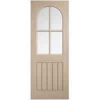 LPD Internal Mexicano Arched Square Top Clear Bevelled Glazed Pre-Finished Blonde Oak Solid Core Door - 838 x 1981mm