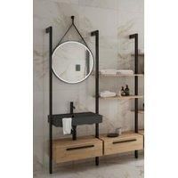 Wickes Rimini Wall System Vanity Unit Only with Shelves & Black Basin - 1200mm
