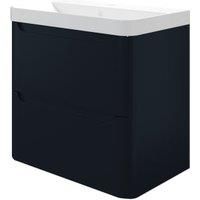 Wickes Malmo Indigo Blue Wall Hung J Pull Compact Vanity Unit & Basin - 500 x 350mm