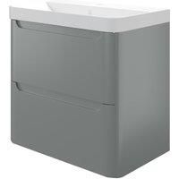Wickes Malmo Dust Grey Wall Hung J Pull Compact Vanity Unit & Basin - 500 x 350mm