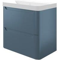 Wickes Malmo Misty Blue Wall Hung J Pull Compact Vanity Unit & Basin - 500 x 350mm