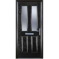 Door-Stop 2 Panel 2 Square Black Left Hand Composite Door with Colour-Matched Frame - 920 x 2100mm