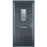 Door-Stop 1 Square Anthracite Grey Left Hand Composite Door with Colour-Matched Frame - 840 x 2100mm