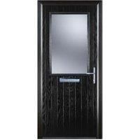 Door-Stop Cottage Half Glazed Black Left Hand Composite Door with Colour-Matched Frame - 840 x 2100mm