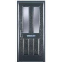 Door-Stop 2 Panel 2 Square Anthracite Grey Right Hand Composite Door with Colour-Matched Frame - 920 x 2100mm