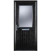 Door-Stop Cottage Half Glazed Black Right Hand Composite Door with Colour-Matched Frame - 840 x 2100mm