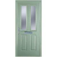 Door-Stop 2 Panel 2 Square Chartwell Green Right Hand Composite Door with Colour-Matched Frame - 920 x 2100mm