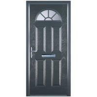 Door-Stop 4 Panel Sunburst Anthracite Grey Right Hand Composite Door with Colour-Matched Frame - 920 x 2100mm
