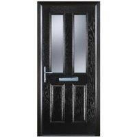 Door-Stop 2 Panel 2 Square Black Right Hand Composite Door with Colour-Matched Frame - 840 x 2100mm