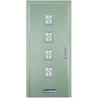 Door-Stop 4 Square Chartwell Green Left Hand Composite Door with Flair Glass & Colour-Matched Frame - 840 x 2100mm