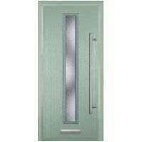 Door-Stop Cottage Chartwell Green Left Hand Composite Door with Long Narrow Glazing & Colour-Matched Frame - 920 x 2100mm