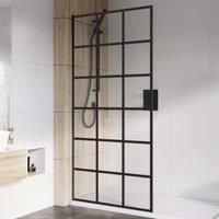 Roman Haven 8mm Select Black Wet Room Grid Shower Screen Only - 2000 x 965mm