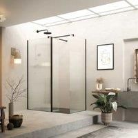 Roman Haven 8mm Fluted Black Wet Room Shower Screen Only - 2000 x 1065mm