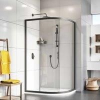 Roman Innov8 8mm Black Offset Quadrant Single Door Shower Enclosure - 1200 x 900mm