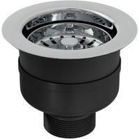 Top-Fix 90mm Basket Strainer Kitchen Sink Waste - Polished Steel