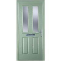 Door-Stop 2 Panel 2 Square Chartwell Green Left Hand Composite Door with Colour-Matched Frame - 840 x 2100mm