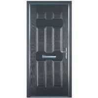 Door-Stop 6 Panel Anthracite Grey Left Hand Composite Door with Colour-Matched Frame - 840 x 2100mm