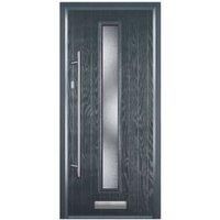 Door-Stop Cottage Anthracite Grey Right Hand Composite Door with Long Narrow Glazing & Colour-Matched Frame - 840 x 2100mm