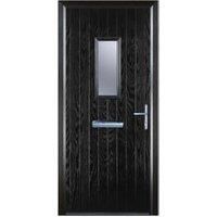 Door-Stop 1 Square Black Left Hand Composite Door with Colour-Matched Frame - 840 x 2100mm