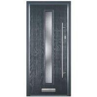Door-Stop Cottage Anthracite Grey Left Hand Composite Door with Long Narrow Glazing & Colour-Matched Frame - 920 x 2100mm