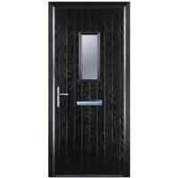 Door-Stop 1 Square Black Right Hand Composite Door with Colour-Matched Frame - 840 x 2100mm